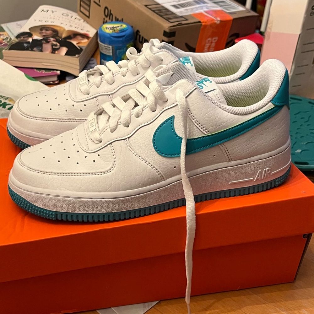 Nike White and Teal Air Force 1’s